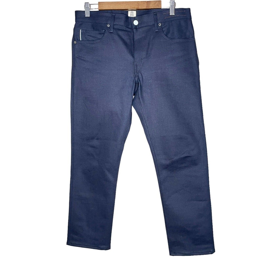 Kato By Hiroshi 32 Mens Blue Regular Fit Flat Front Low Rise Chino Pants